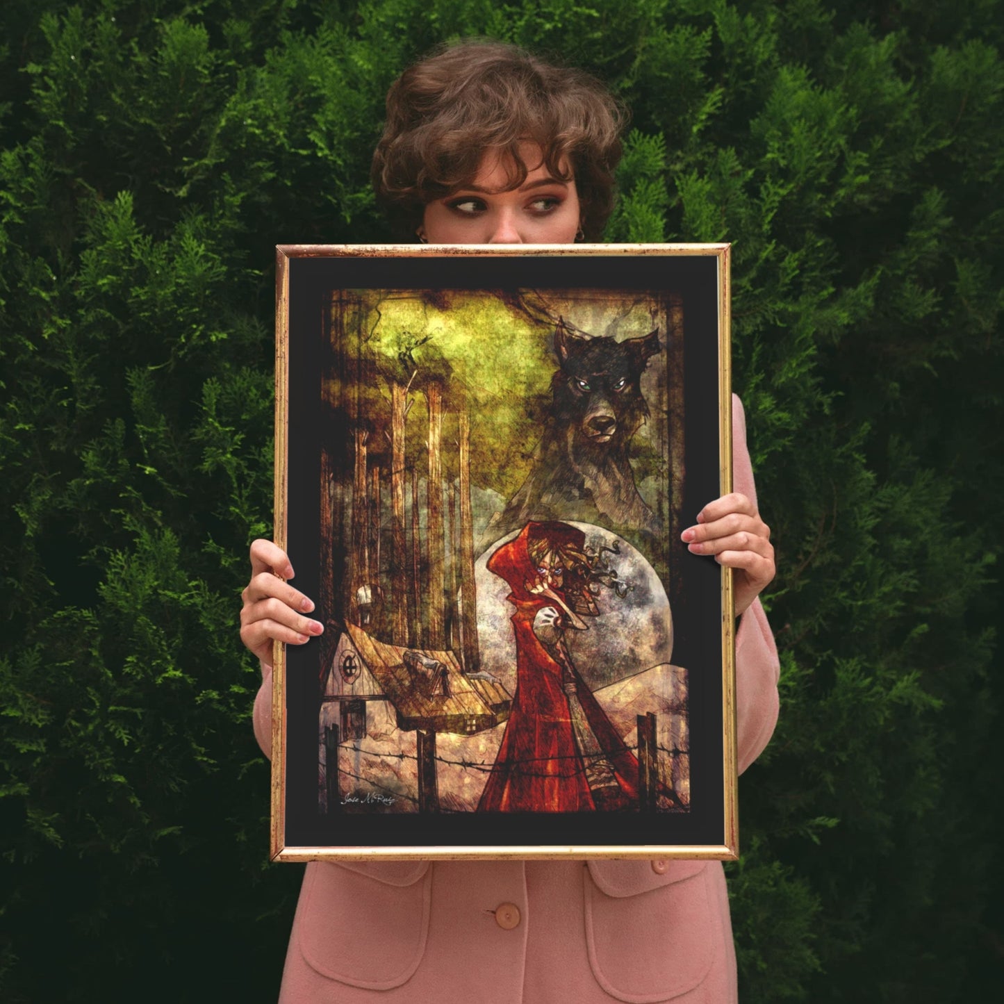 Póster Decorativo Gótico - Caperucita Dark Creepy Gótica