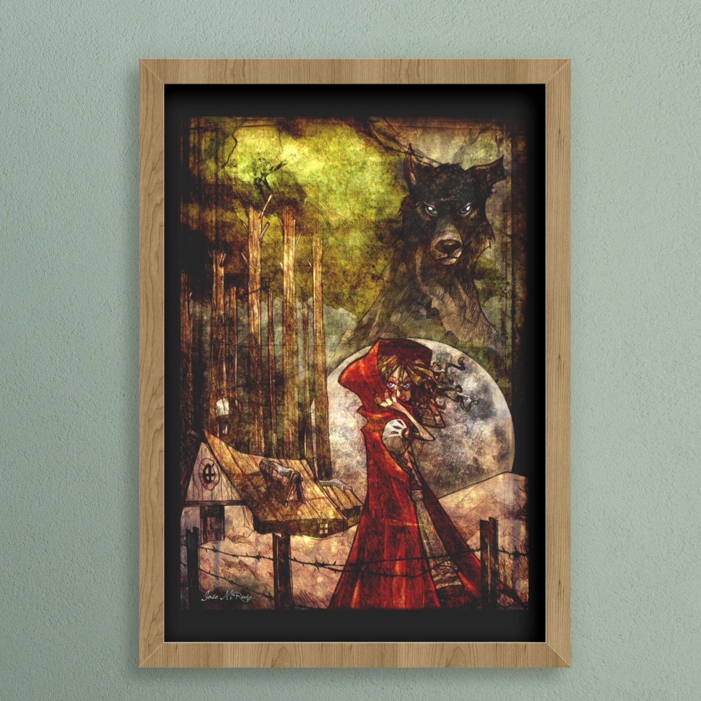 Póster Decorativo Gótico - Caperucita Dark Creepy Gótica