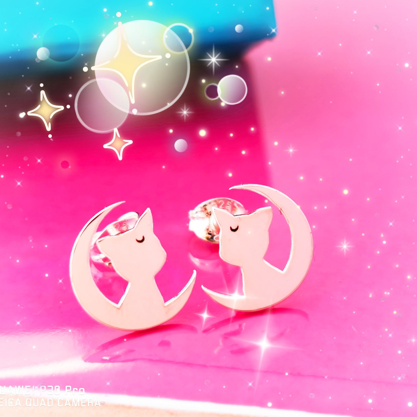 Pendientes Anime Sailor Gato Luna - Plata de ley