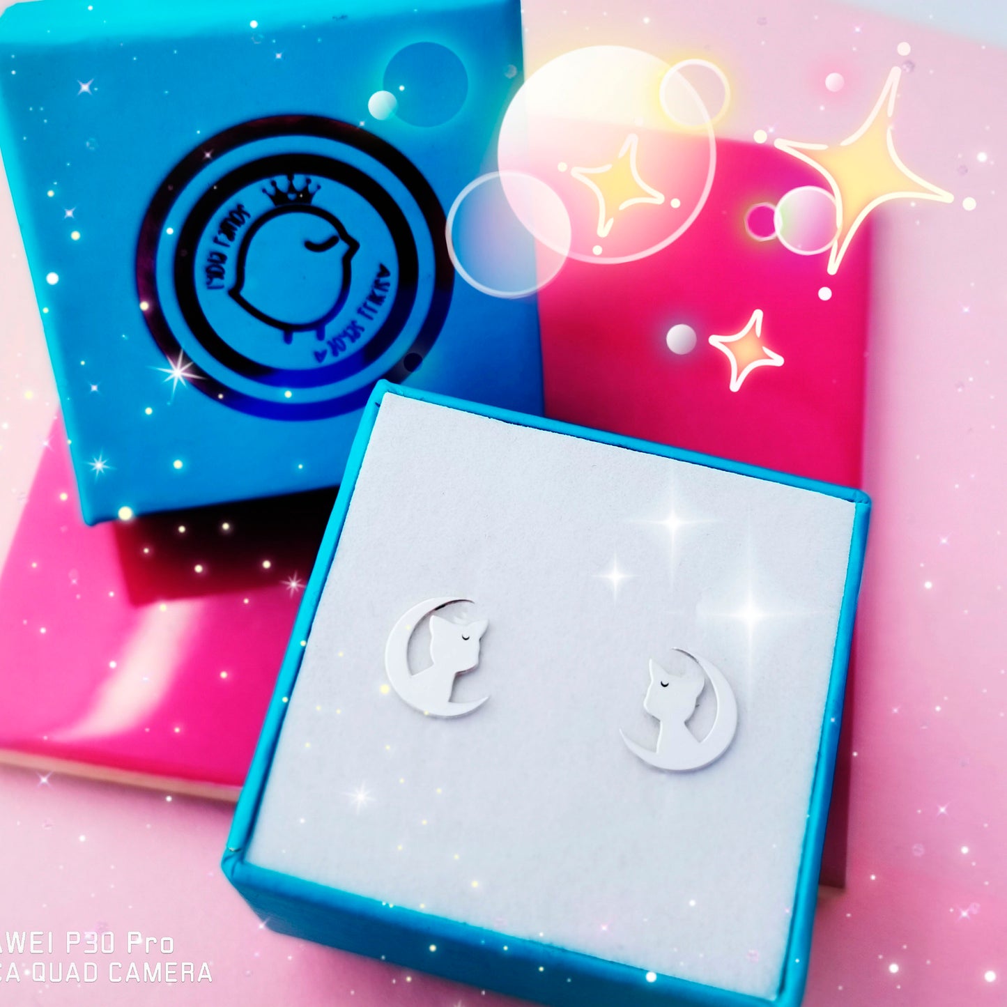 Pendientes Anime Sailor Gato Luna - Plata de ley