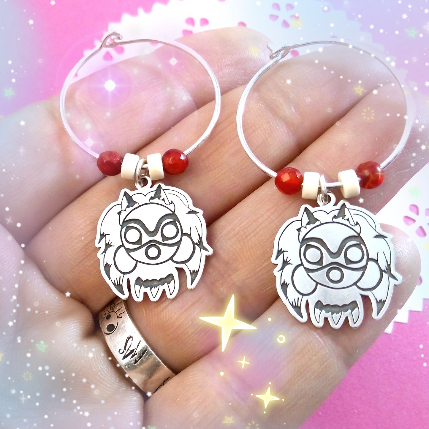 Pendientes Mascara Mitología Japonesa - Plata de Ley