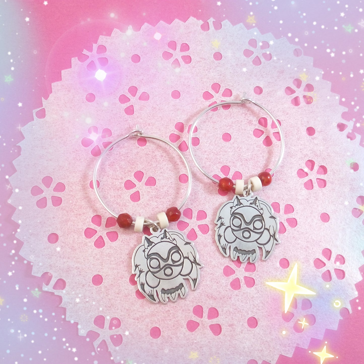 Pendientes Mascara Mitología Japonesa - Plata de Ley