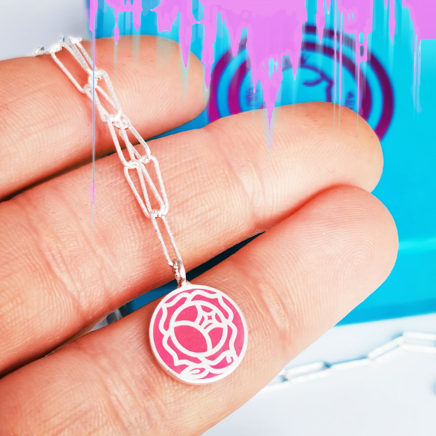 Colgante Choker Anime Rosa Utena Plata de ley
