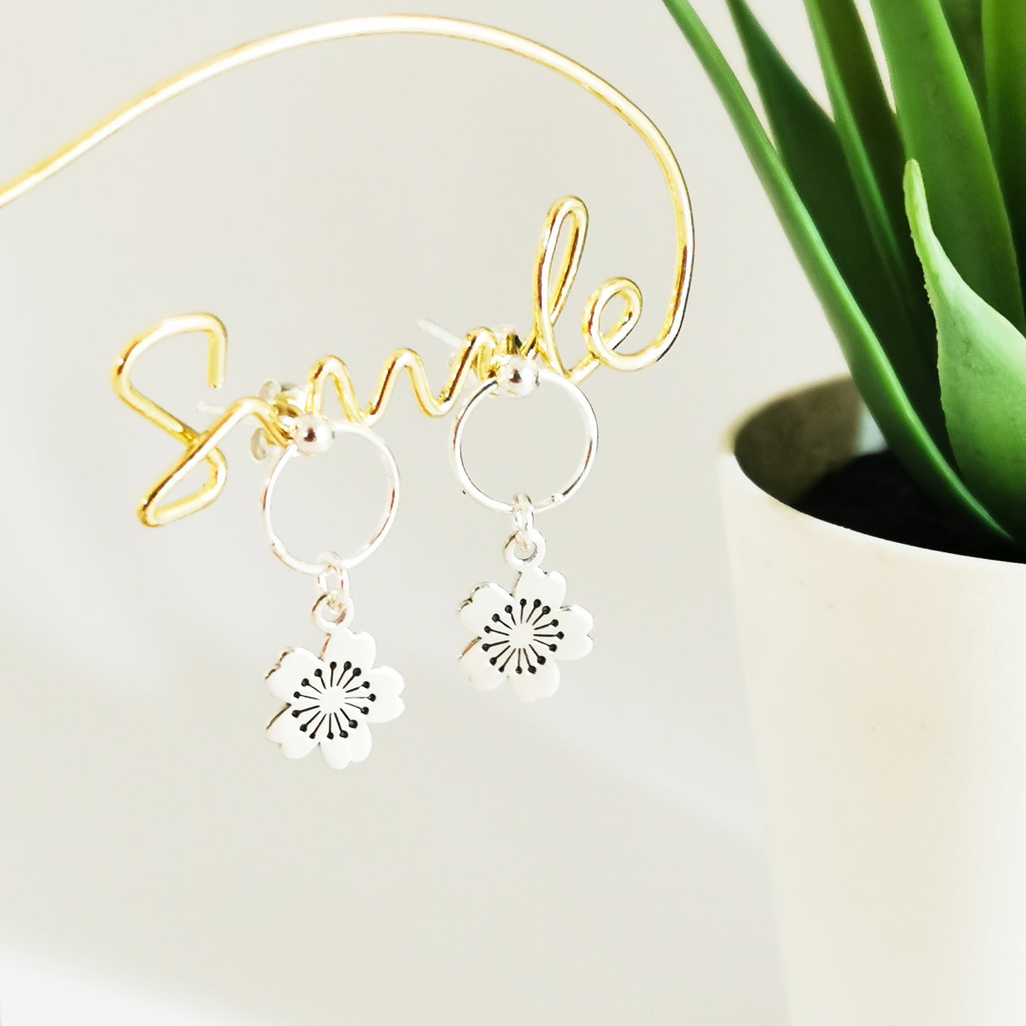 Pendiente Flor Sakura Kawaii - Plata de Ley