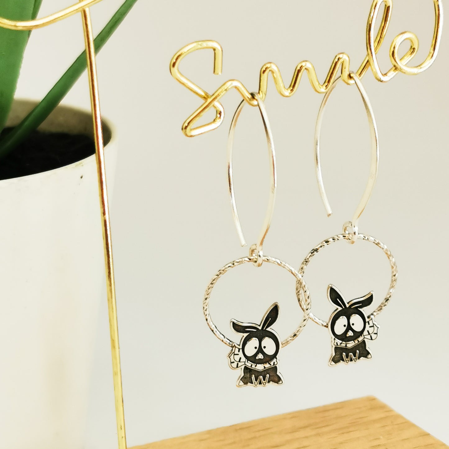 Pendientes Plata Anime - Pchan Cerdito Negro