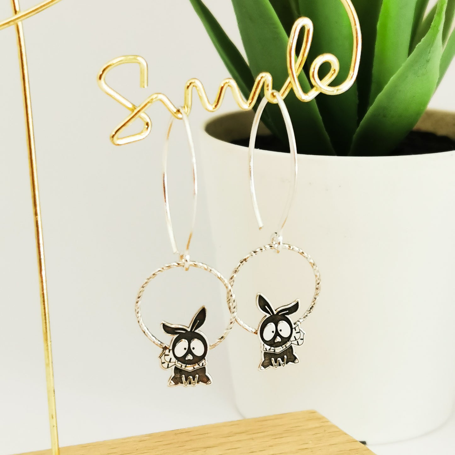 Pendientes Plata Anime - Pchan Cerdito Negro