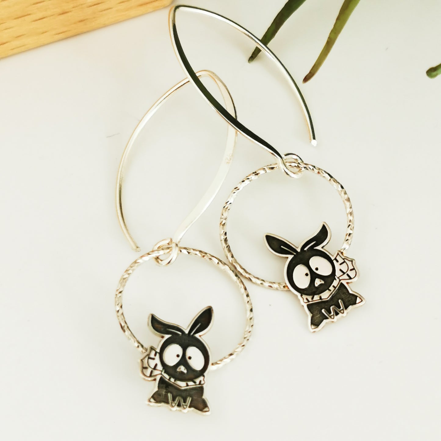 Pendientes Plata Anime - Pchan Cerdito Negro