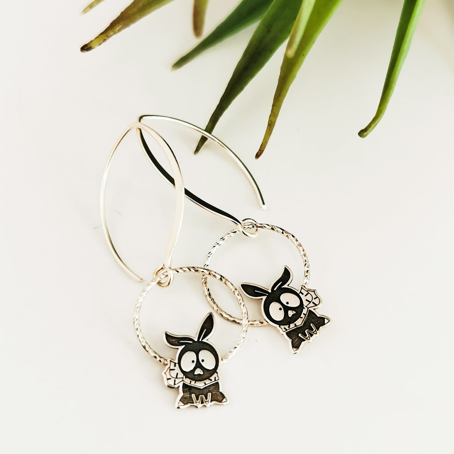 Pendientes Plata Anime - Pchan Cerdito Negro