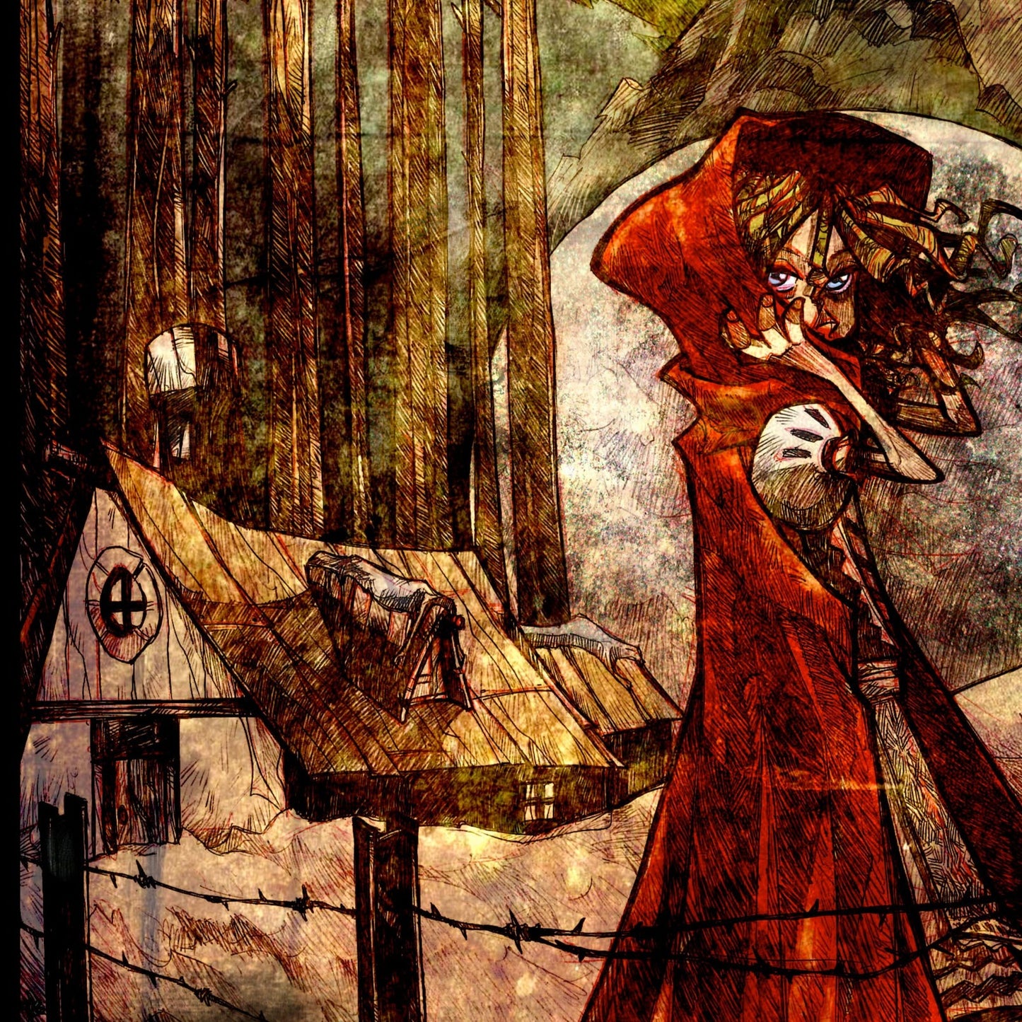 Póster Decorativo Gótico - Caperucita Dark Creepy Gótica