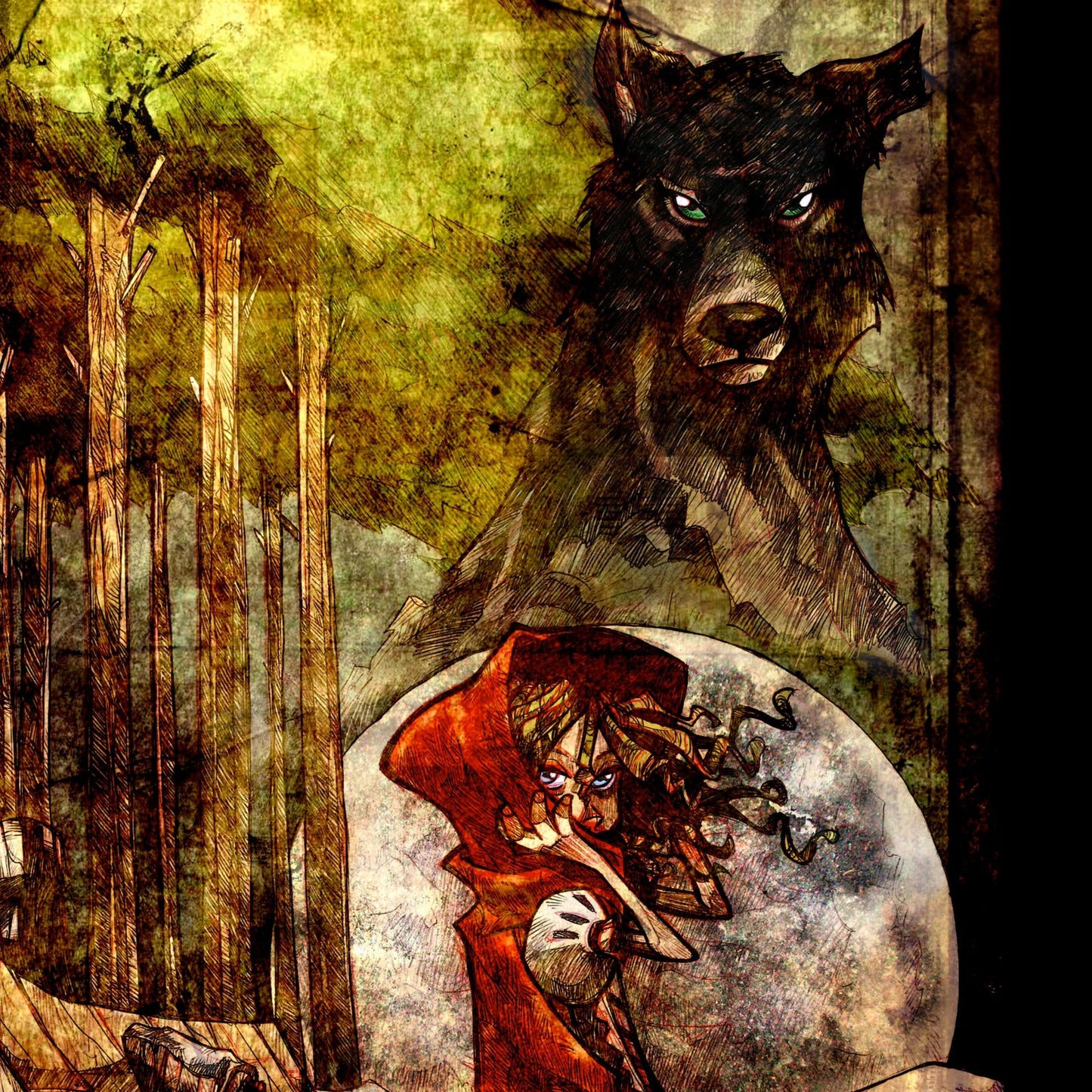 Póster Decorativo Gótico - Caperucita Dark Creepy Gótica