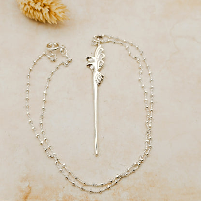 Collar Aguja Floral – Plata de Ley 925